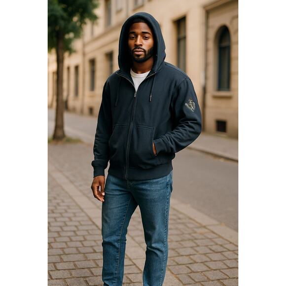 Vintage Polo Ralph Lauren Jacket Mens Large Blue Zip-Up Naval Anchor Patch RL - Picture 1 of 9